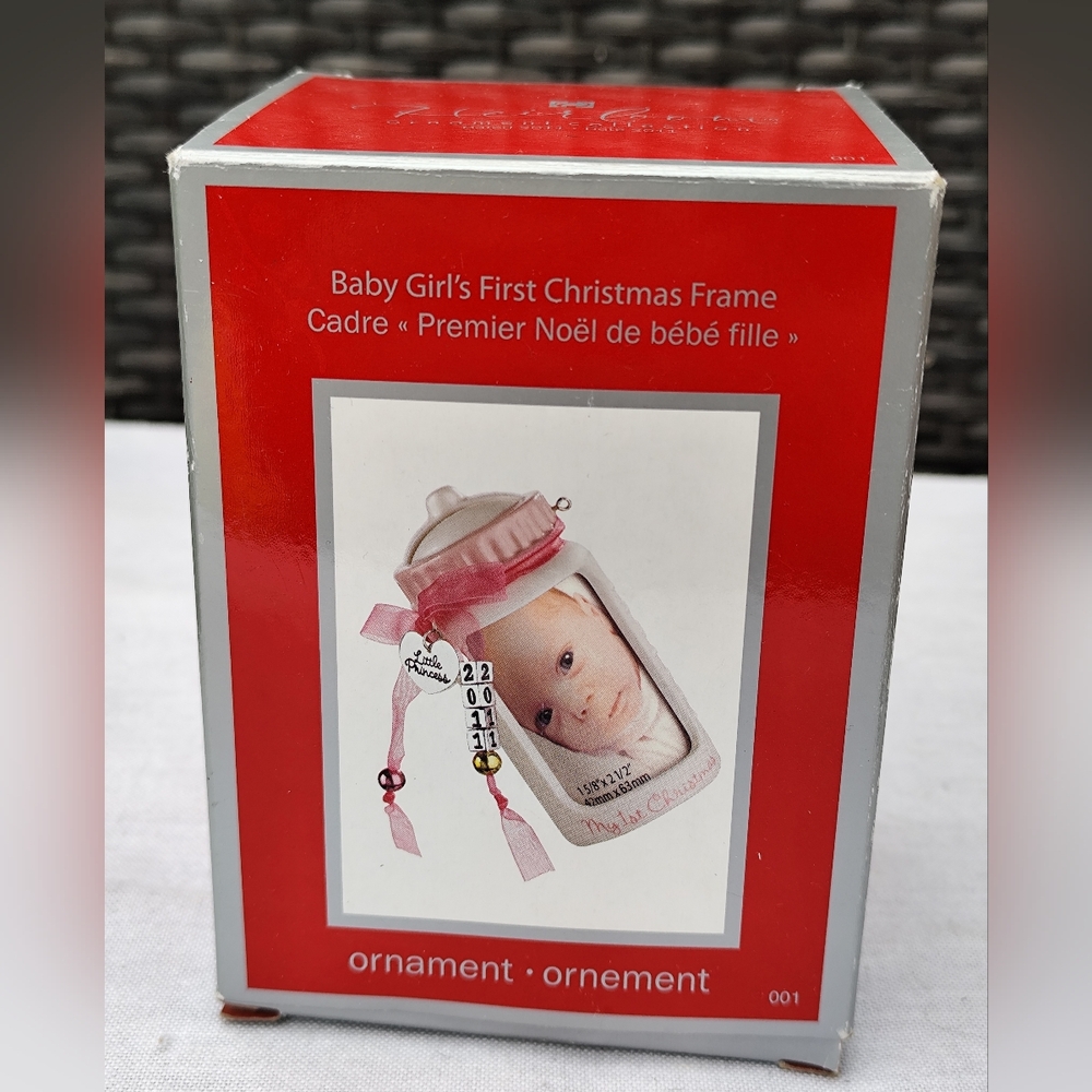 Baby Girl's First Christmas Frame Ornament